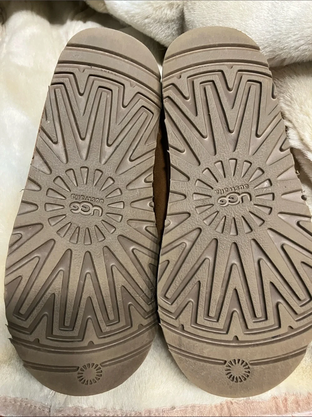 UGG Kids Chestnut Suede Sheepskin Lined Slip-On Slippers with Braided Trim